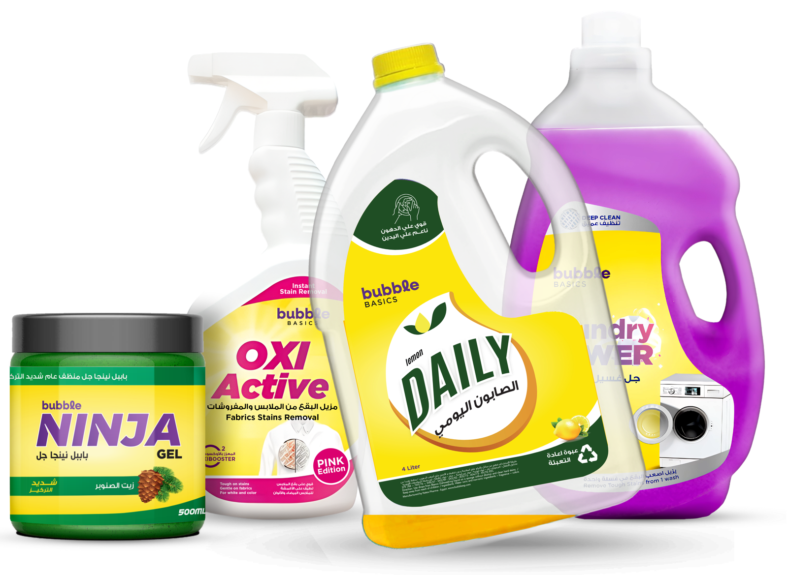 BBL product range — Ninja Gel, OxiActive, Daily Dishwash, Laundry Power